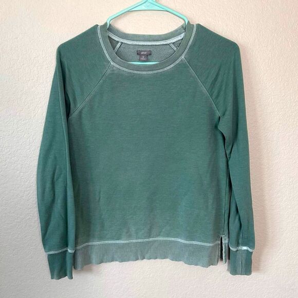 aerie Sweaters - Aerie Distressed Crewneck Sweatshirt Small Green Raglan Fleece Pullover Lounge